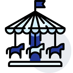 illustration of a fairground horse carousel signifying the "Helping Kids Achieve Their Full Potential" initiatives like education donations that MCashAdvance contributes to